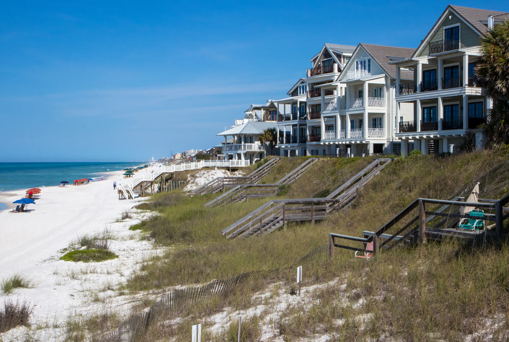 Beach and houses in Inlet Beach, Florida.