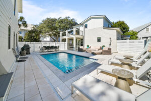 The pool area of one of the rentals in Panama City Beach.